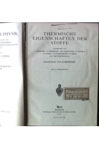 Thermische Eigenschaften der Stoffe  - Handbuch der Physik, Band X