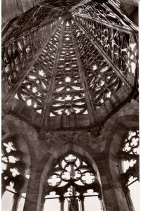Das Münster U. L. F. Blick von der obersten Turmgalerie zur Kreuzblume. Mit Stempel der Turmbesteigung.