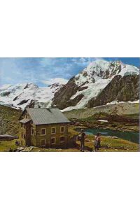 Hintergrathütte (Rifugio Coston) 2720 m gegen Königspitze.   - Farb. Offset-Ansichtskarte nach Fotografie.