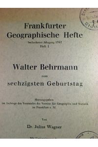 Julius Wagner : Walter Behrmann zum sechzigsten Geburtstag.
