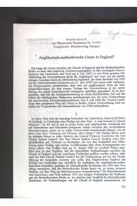 Anglikanisch-methodistische Union in England?;  - Sonderdruck aus Ökumenische Rundschau Nr. 3/1971;
