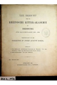 BEDBURG- LIII. - [53. ] Bericht über die Rheinische Ritter Akademie zu Bedburg für das Schuljahr 1895-1896