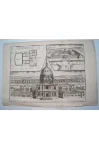 Grand Portail et Dome de L'Eglise de l'hos tel Royal des Invalides . . . Original Kupferstichkarte von N. DE FER aus Atlas Curieux.