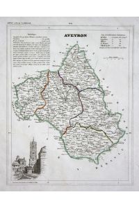 Aveyron - Aveyron Okzitanien Frankreich France département map Karte engraving