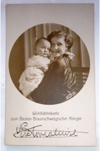 Passepartout Ak Viktoria Luise von Preußen mit Sohn. Wohlfahrts-Postkarte.