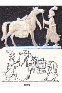 Türkischer Reiter abgesessen mit Pferd - Osmanisches Heer 1683 - Fohler Zinnfigur 30mm - blank
