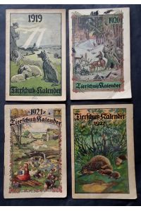4 Tierschutz - Kalender 1919+ 1920 + 1921 + 1922  Deutscher Tierschutzkalender 1911  Einzelverkauf möglich!