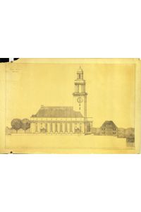 Kirche Fluntern - Seitenansicht M 1:100, November 1916. Hektographierter Bauplan.