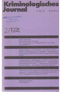 2 / 1974. Kriminologisches Journal. 6. Jahrgang.