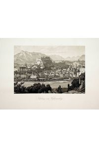 SALBURG, Ansicht Titel: Salzburg vom Kapuzinerberg ca. 1855