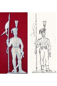 Ulan mit Lanze um 1809 - Österreichische Kavallerie - Zinnfigur 90mm - blank