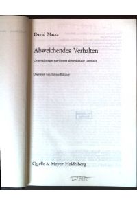 Abweichendes Verhalten : Untersuchungen z. Genese abweichender Identität.   - Übers. von Tobias Rülcker