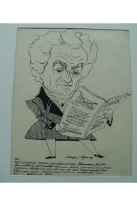 Goethe Faust Inszenierung Karikatur Federzeichnung signiert (Josef Otto) Mayer-Salzburg, um 1950