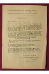 Flugblatt Einladung der VVN Kreisvereinigung Karlsruhe zu einer Veranstaltung zur Konstituierung des Freundeskreises des Deutschen Widerstandes für Karlsruhe