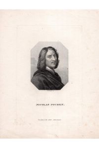 Nicolas Poussin. Kupferstich-Porträt von Bollinger.