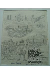 Brautgedicht für Gästebuch mit Gedicht, Bleistiftzeichnung, sign. (Josef Otto) Mayer-Salzburg, um 1934