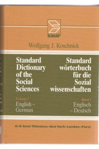 Standard Dictionary of the Social Sciences/Standard-Wörterbuch für die Sozial-Wissenschaften: English-German/Englisch-Deutsch (English and German Edition)