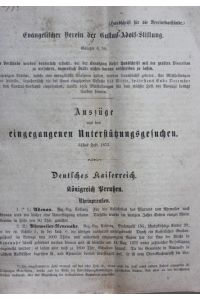 Auszüge aus den eingegangenen Unterstützungsgesuchen  - 31. Heft 1873 Deutsches Kaiserreich Königreich Preußen