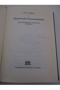 Homerische Personennamen : sprachwiss. u. histor. Klassifikation.