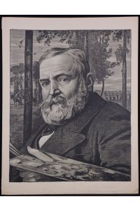 Selbstbildnis mit Malerpalette. Lithographie mit Plattensignatur 1895. (= Zeitgenössische Kunstblätter bei Breitkopf & Härtel, Nr. 10),