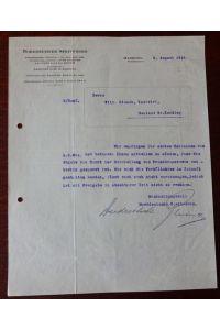 Norddeutsche Spritwerke, Hamburg: Schreiben mit Ablehnung zur Abgabe von Sprit zur Herstellung von Trinkbranntwein wegen des Krieges.