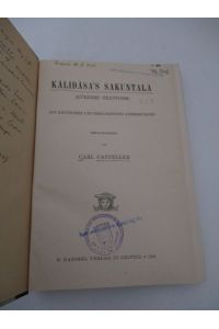 Kalidasa's Sakuntala (Kürzere Textform).   - Mit kritischen und erklärenden Anmerkungen herausgegeben.