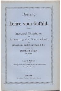 Beitrag zur Lehre vom Gefühl. Inaugural-Dissertation.