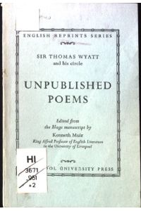Unpublished Poems.   - English Reprints Series.