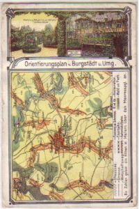 00322 Ak Orientierungsplan v. Burgstädt u . Umgeb. 1921