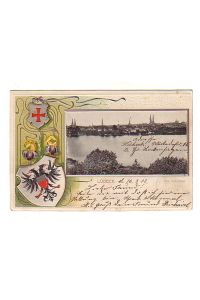 02182 Ak Passpartout Lübeck von Süd-Osten 1902