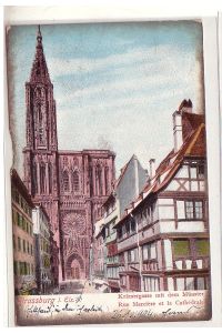 50798 Ak Strassburgim Elsass Krämergasse mit dem Münster 1904