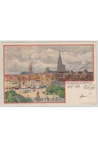 50800 Ak Lithographie Strassburg Kleberplatz 1904