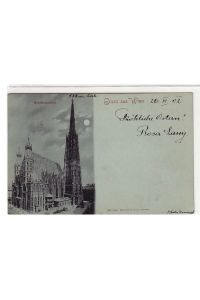 51997 Mondscheinkarte Gruß aus Wien Stephansdom 1902