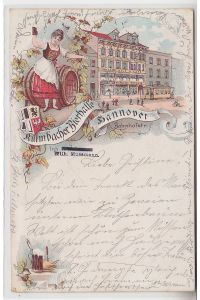 63785 Ak Lithographie Hannover Kulmbacher Bierhalle Bahnhofstraße 1898