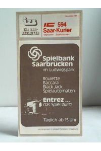 IZB Ihr Zugbegleiter. IC 594 Saar-Kurier. München - Saarbrücken, Ausgabe November 1984