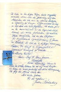 Beidseitig handgeschriebener Brief von Rodenberg an Schwarzenberger.   - Datiert (19.3.1960) und signiert.