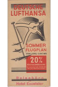 Deutsche Lufthansa. Sommerflugplan vom 1. April - 5. Oktober 1935.