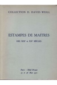 Collection D. David-Weill Estampes de maîtres des XIXe et XXe siècles Monotypes et dessin de Degas. Paris - Hôtel Drouot 25 et 26 Mai 1971