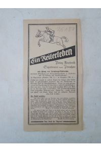 Original-Verlagsprospekt zu: Ein Reiterleben. Prinz Friedrich Sigismund von Preußen, von Franz von Hertzberg-Schöneiche