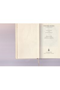 Goethes Werke. Hrsg. von Reinhard Buchwald.   - Band II.: Dichtung und Wahrheit. Dritter und vierter Teil.