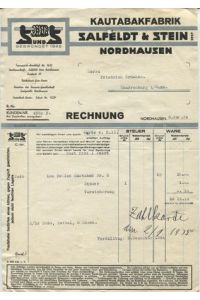 Kautabakfabrik Salfeldt & Stein: Rechnung 1934.