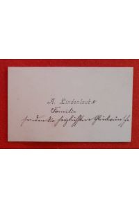 Visitenkarte des Adolf Lindenlaub (Anm. Pelzhändler, Kürschner in der Kaiserstraße 191, Karlsruhe)