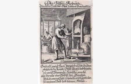 Der Silber Arbeiter. Orig. Kupferstich v. Chr. Weigel, 1698.