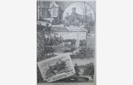 Kamenz/Camenz. Schloß Camenz in Schlesien. Holzstich nach einer Zeichnung von A. Plinke, rückseitig mit Text, 33 x 24 cm, um 1884.