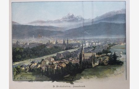 kolorierter Holzstich Innsbruck