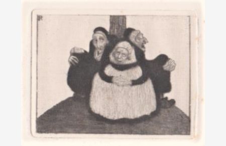 Drei Hexen. Orig. Radierung. In der Platte monogrammiert R, um 1930.