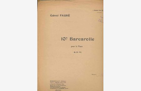 10e Barcarolle por piano. op. 104, No. 2.   - À Mademe Leon Blum.