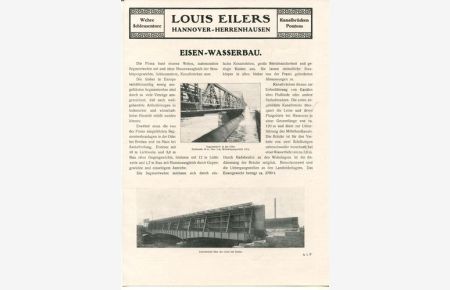 Werbeanzeige: Louis Eilers, Eisen-Wasserbau, Hannover-Herrenhausen.