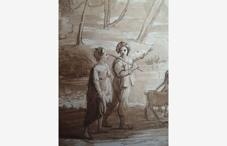 (Chamagne 1600 - 1682 Rom). From the Original Drawing in the Collection of the Duke of Devonshire. No. 18. Mezzotintoradierung in Sepia von R. Earlom nach Lorrian aus: Liber veritatis. London, 1777. 21 x 25, 5 cm.