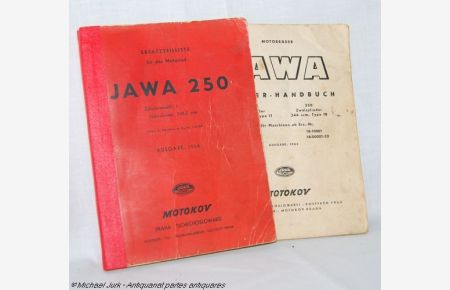 Ersatzteilliste für das Motorrad JAWA 250.   - Zylinderanzahl: 1, Hubvolumen: 248,5 ccm. Gültig für Maschinen ab Erz.-Nr.: 1161551. Ausgabe: 1954.